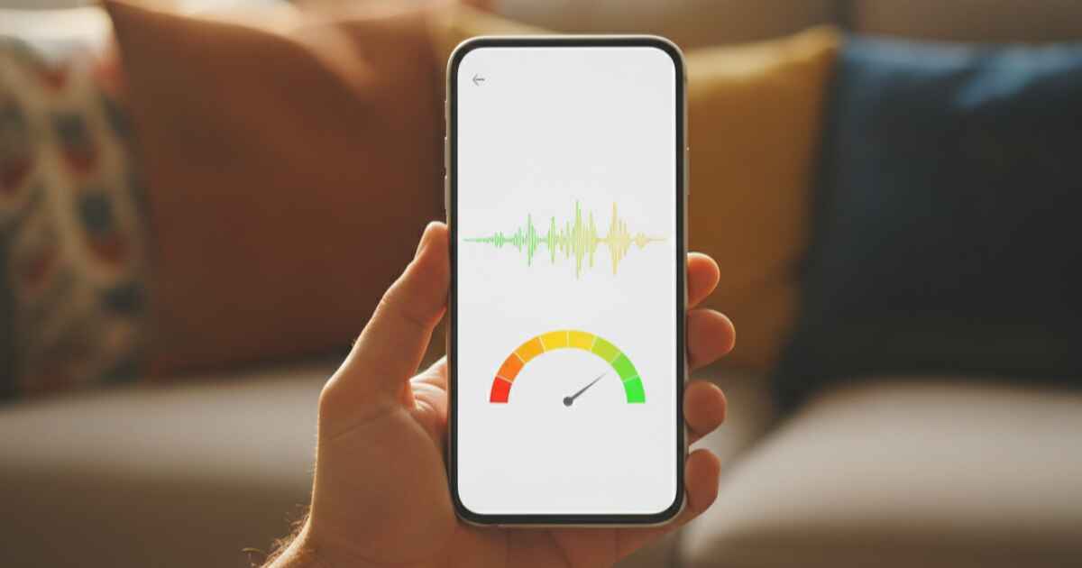Person using speech recognition feature on smartphone for pronunciation practice